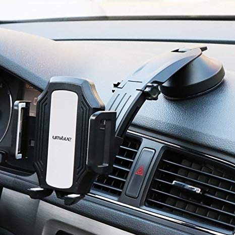 Umitive Car Phone Holder Mount with Suction Cup for Car Dashboard, 360° Rotation, Adjustable Telescoping Arm, Compatible with iPhone 11/11 Pro/Max/Xs Max/XS/X/8, Samsung S9/S8/S10, Huawei, GPS etc