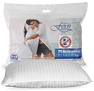 Nilkamal Fern Dorby Strips Pillows(27 in X 17 in, White) (2)