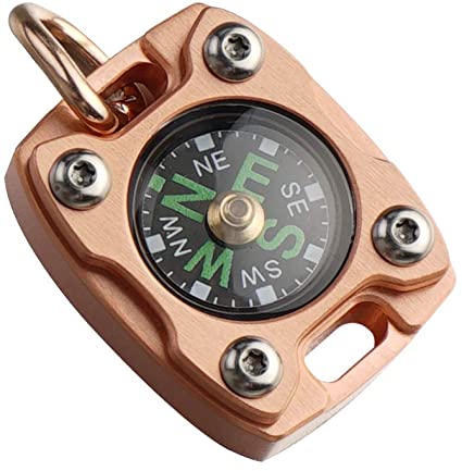 MecArmy CMP2-T High Sensitivity EDC Compass, Mechanical Instrument Inspired Design with Exquisite Engrave, Fluorescence Glow in The Dark Free Beaded Chain Worn as a Pendant