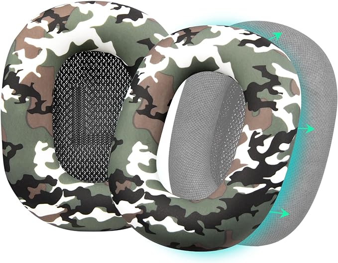 SOULWIT Silicone Ear Pads Cover Protector for AirPods Max Headphones Cushions, Sweatproof, Easily Washable, Rugged Durability - Camo Green