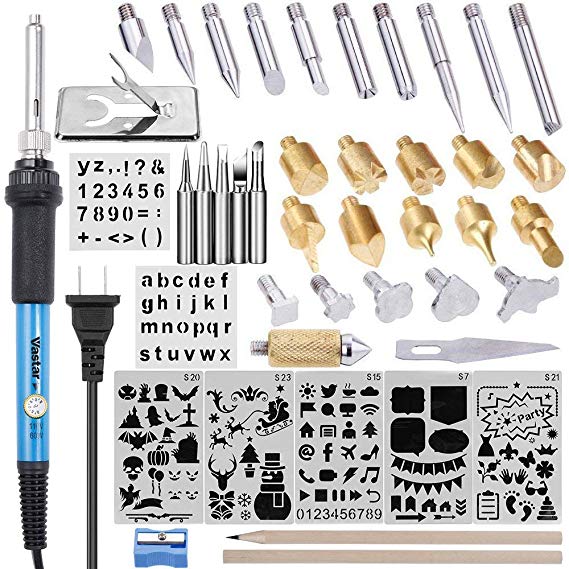 Vastar Wood Tool Burning kit,44 PCS with Adjustable Temperature Soldering Pyrography Wood Burning Pen