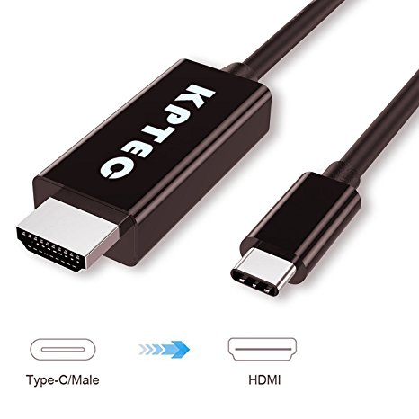 USB-C to HDMI Cable(5.9ft/1.8m,Thunderbolt 3 Compatible), KPTEC USB 3.1 Type C Male to HDMI Male Adapter - Black(Supports 4K/UHD Displays up to 3840x2160@60Hz)