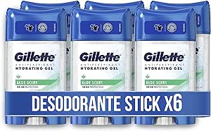 Gillette Hydra Gel Desodorante Antitranspirante Aloe Para Hombre, 70 ml x 6