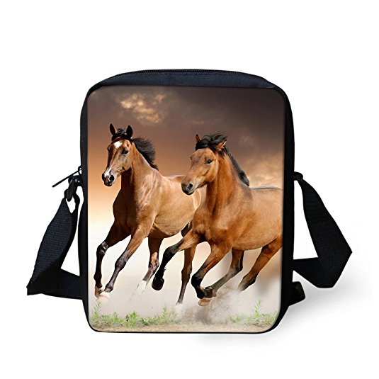 HUGS IDEA Animal Horse Pattern Women Cross Body Shoulder Bag for School Travel
