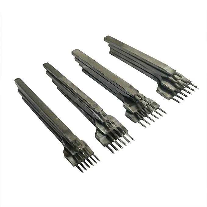 Yuauy 1 2 4 6 Prong Graving Leather Craft Tools Hole Lacing Punch Chisel DIY Stitching Tool Set 3,4,5,6 MM (4mm)