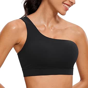 CRZ YOGA Butterluxe Womens One Shoulder Sports Bra - Sleeveless One Strap Low Impact Asymmetrical Workout Yoga Bra