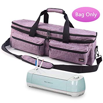 Craft Double-Layer Tote Bag Compatible with Cricut Explore Air, Air 2, Maker and Silhouette Cameo 3, Tool Carrying Case for Cutting Machine and Supplies Travel Bag, Purple