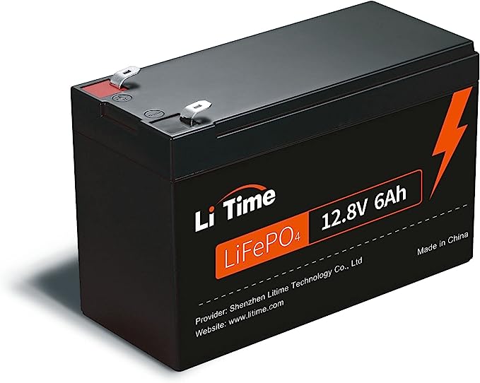 Litime 12V 6Ah LiFePO4 Battery, 76.8W Rechargeable Lithium Battery Built-in 6A BMS, 4000  Deep Cycles, Low Self-Discharge Rate, for Fish Finder Kids Scooter LED Light Security Camera Toys Camping