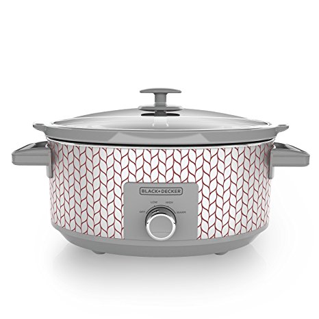 BLACK DECKER SC3007D 7 Quart Dial Control Slow Cooker with Built in Lid Holder, Purple & Silver Leaf Pattern