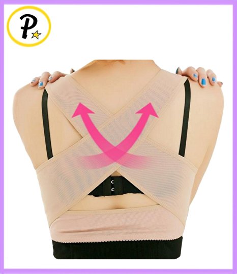 Presadee® Women's Hunchback Posture Shape Corrector Upper Shoulder With Push Up Bra Chest Support (L/XL, Beige)
