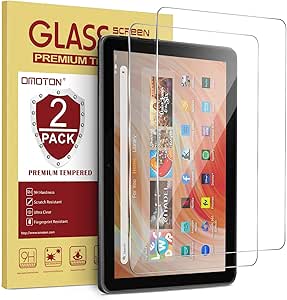 OMOTON Screen Protector for All-New Amazon Fire HD 10/ Fire HD 10 Plus/Fire HD 10 Kids/Fire HD 10 Kids Pro Tablet (2023&2021 Released 10.1 Inch), 2-Pack/Tempered Glass/9H Hardness