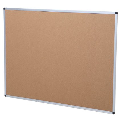 VIZ-PRO Cork Notice Board, 48 X 36 Inches, Silver Aluminium Frame
