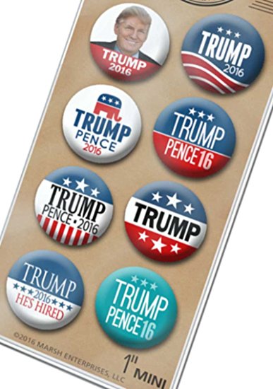 Marsh Enterprises -- Lot of 8 Donald Trump Mike Pence Campaign Mini Buttons - 1" lapel pins assorted designs