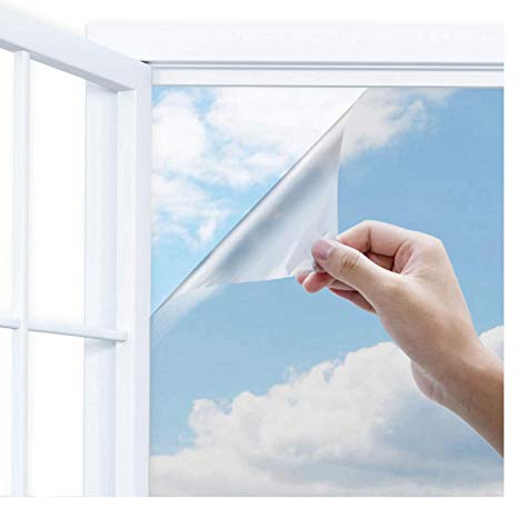 Uiter One Way Window Film-- Anti UV Static Cling Window Film 100% Light Blocking For Privacy Removal Decorate Heat Control Glass Tint Home Office Windows.( 17.5’’ x 78.7”, Silver)