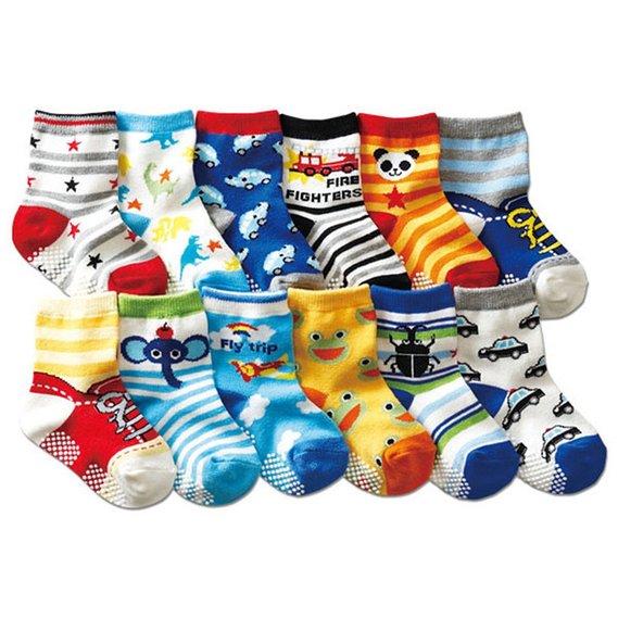 Toptim® Baby Socks Non-skid Cotton Socks for Infants and Toddlers （12 Pairs ）