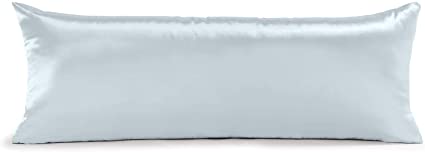 Satin Body Pillow Case 20 x 54 Inches - Silky Long Cooling Body Pillow Covers for Adults and Pregnant Women, Baby Blue Satin Pillowcase for Body Pillow with Hidden Zipper
