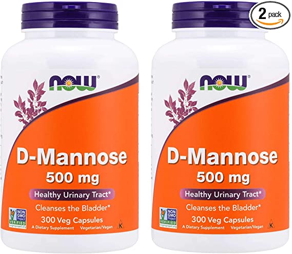 Now D-Mannose 500mg, 300 Capsules (Pack of 2) - Vegan, Non-GMO