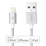 Anker 3ft Nylon Braided USB Cable with Lightning Connector Apple MFi Certified for iPhone 6  6 Plus iPad Air 2 and More Silver