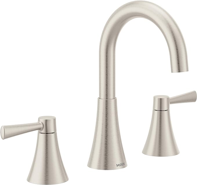 Moen Ronan Spot Resist Brushed Nickel Two-Handle Widespread Modern Bathroom Faucet, Valve Included, 84023SRN