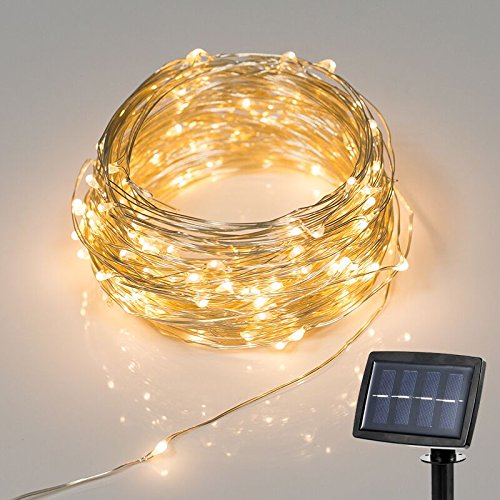 {New Version Solar Powered} 150LED 72Feet String Lights Starry Copper Wire Lights, Solar Fairy String Lights Ambiance Lighting for Outdoor, Gardens, Homes, Christmas Party-- 2 Modes (Steady on / Flash) (Warm White)