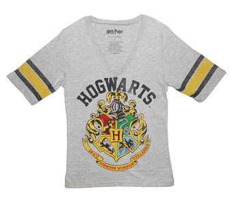 Harry Potter Fitted Juniors Hogwarts Crest V-neck T-shirt