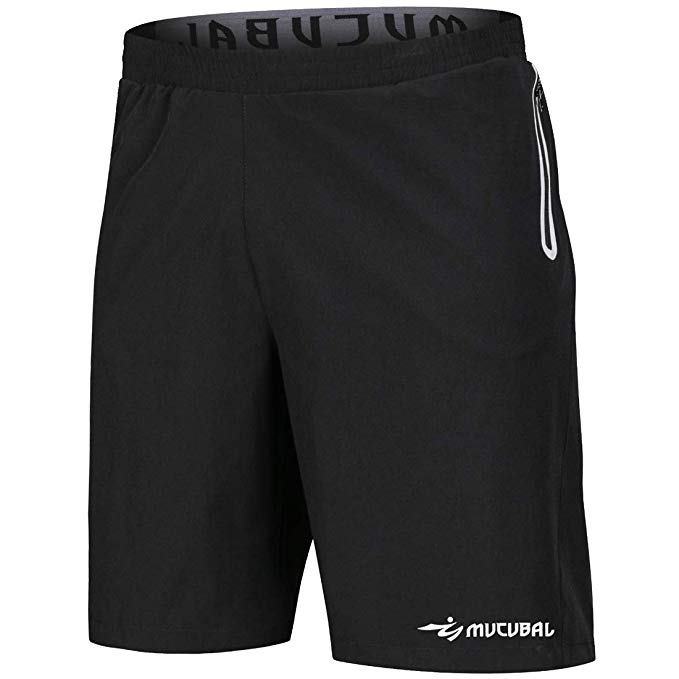 MUCUBAL Men's Athletic Running Shorts Lightweight and Quick Dry Workout Shorts with Zipper Pockets