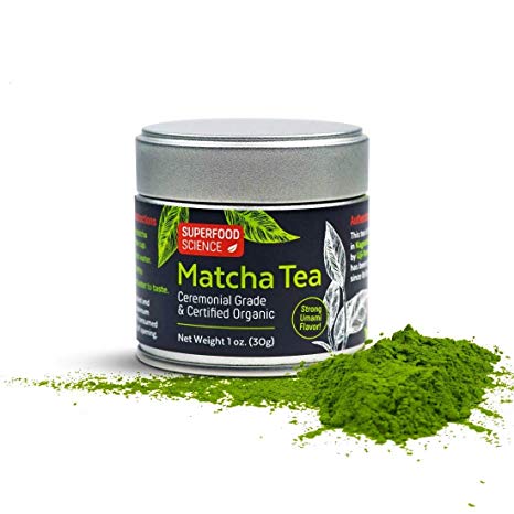 Superfood Science Organic Ceremonial Matcha Green Tea Powder, Authentic USDA Organic Japanese Matcha Tea Powder, Non GMO, 30 g Tin Can