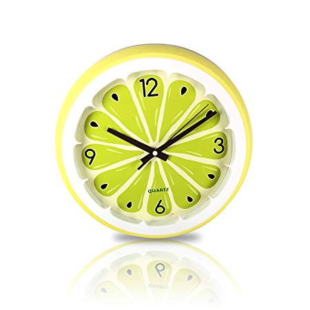 Modern Yellow Lemon Wall Clock | Perfect for Kitchen Look | Easy to Install, Battery Operated | Beautiful Home Decor (Yellow-Green)