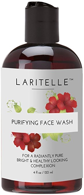 Laritelle Organic Face Wash 4 oz | Purifying, Moisturizing & Skin Softening | Hibiscus, Chamomile & Palmarosa | NO Sulfates, Gluten, Alcohol, Parabens, Phthalates. GMO-free. Mild and Gentle. 5.5 pH