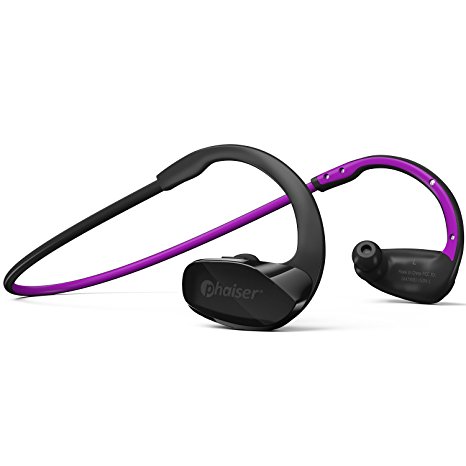 Phaiser BHS-530 Bluetooth Headphones Runner Headset Sport Earphones with Mic and Lifetime Sweatproof Warranty - Wireless Earbuds for Running, Heliotrope