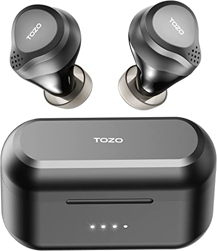 TOZO NC7 Hybrid Active Noise Cancelling Wireless Earbuds,in-Ear Detection Headphones IPX6 Waterproof Bluetooth 5.0 Stereo Earphones, Immersive Sound Premium Deep Bass Headset, Matte Black