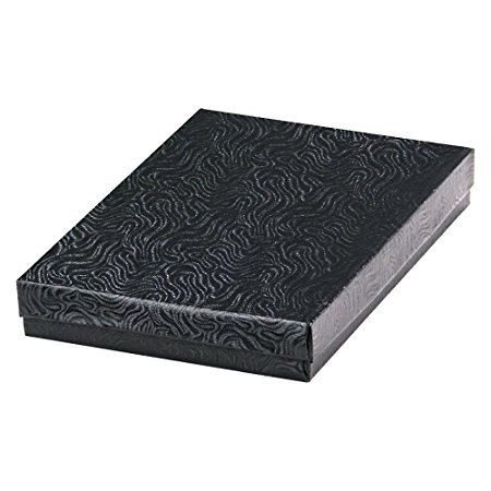 25 Black Swirl Cotton Charm Jewelry Box Gift Display Case 5 3/8" x 3 7/8" x 1"