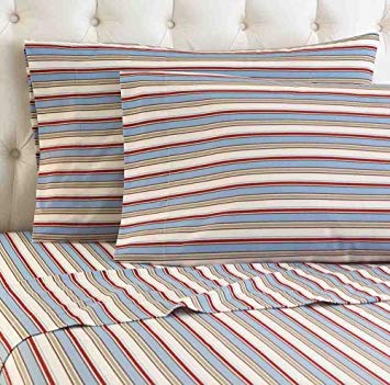 Shavel Micro Flannel Sheet Set, Full, Awning Stripe