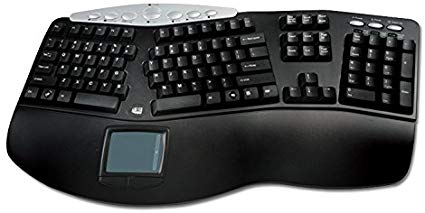 Adesso PCK-308B - 105Key PS2 Tru-Form Pro Ergonomic Touchpad Keyboard Black with Multimedia Hotkeys