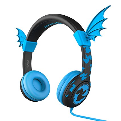 iClever Kids Headphones for School with 85db Volume Limiting BoostCare HS05 Flexible Silicone Dragon Wing Wired Christmas Children's Over the Ear Headsets for iPad, Kids Tablet, Blue