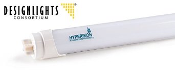 Hyperikon T8 LED Light Tube 4ft 18W 36W equivalent 4000K Daylight Single-Ended Power Frosted Cover UL-Listed and DLC-Qualified