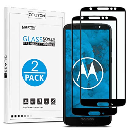 OMOTON [2 Pack Moto G6 Screen Protector, Full Coverage Tempered Glass Screen Protector - [3D Round Edge] [9H Hardness] [Crystal Clear] [Scratch Resist] for Motorola Moto G6, Black