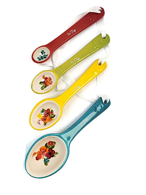 The Pioneer Woman Oval Shaped Stoneware Measuring Spoons in NEW Wildflower Whimsy Design