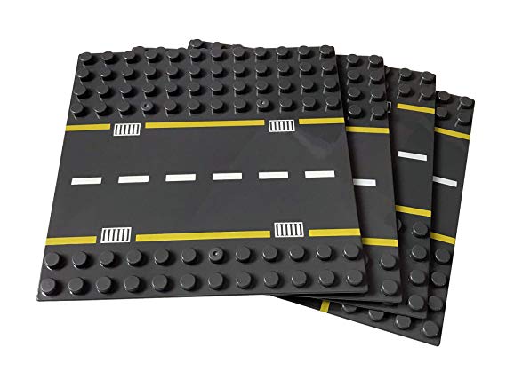 Apostrophe Games Large Building Block Base Plates Compatible with All Major Brands (Roads 4 Pack)