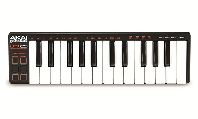 Akai Pro LPK25 25-Key Ultra-Portable USB MIDI Keyboard Controller for Laptops