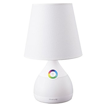 Phive Table Lamp for Bedroom / Living Room, Dimmable LED Bedside Lamp, Touch-Sensitive Control, 2-in-1 Warm White Light & Color Changing RGB Mood Light / Nightlight (White)