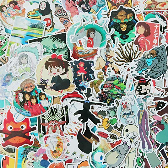 100 PCS Cartoon Japan Miyazaki Hayao Anime Waterproof Stickers Car Laptop Helmet Luggage Vintage Skateboard Wall Decor Gift for Kids (Japan Anime)