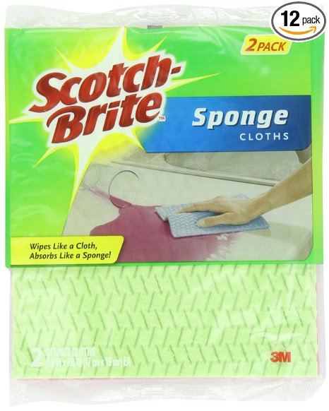 Scotch-Brite Sponge Cloth, 2 Count (Pack of 12)