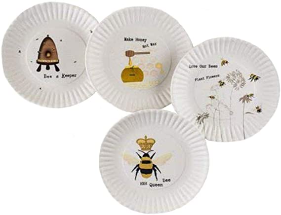 180 Degrees Busy Bees Melamine 7.5" Plates - Set of Four,multi