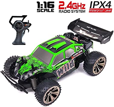 1/16 Scale RC Car Monster Truck,Tecesy 25 KM/H RC Trucks for Kids 2.4GHz Remote Control High Speed Racing Car Off Road Waterproof RC Cars for Boys,Green