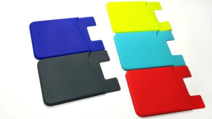 eWing 5-Colors-Pack Silicone Card Holder with 3m Adhesive Back (For Phone, Car, Office, Computer, Home or Anywhere You Want to Keep Cards)