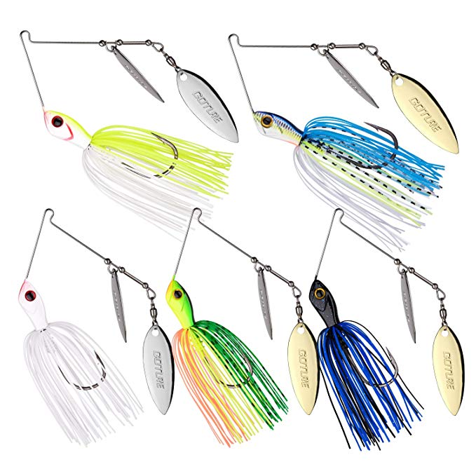 Goture Double Willow Blade Spinnerbait - Metal Spinner Fishing Lures for Bass Pike 1/2oz 5pcs