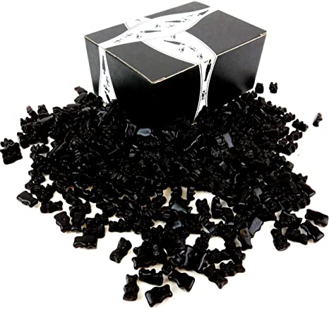 Gustaf's Sugar Free Black Licorice Bears, 2.2 lb Bag in a BlackTie Box