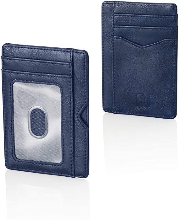 Card Wallet: Minimalist Wallet for Bills and Cards with ID Window and RFID Block
