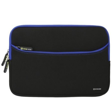 Evecase Neoprene Sleeve Case with Front Exterior Accessory Pocket for 11.6 inch Laptops and Ultrabook such as Lenovo IdeaPad Yoga 11s - Black with Blue Trim